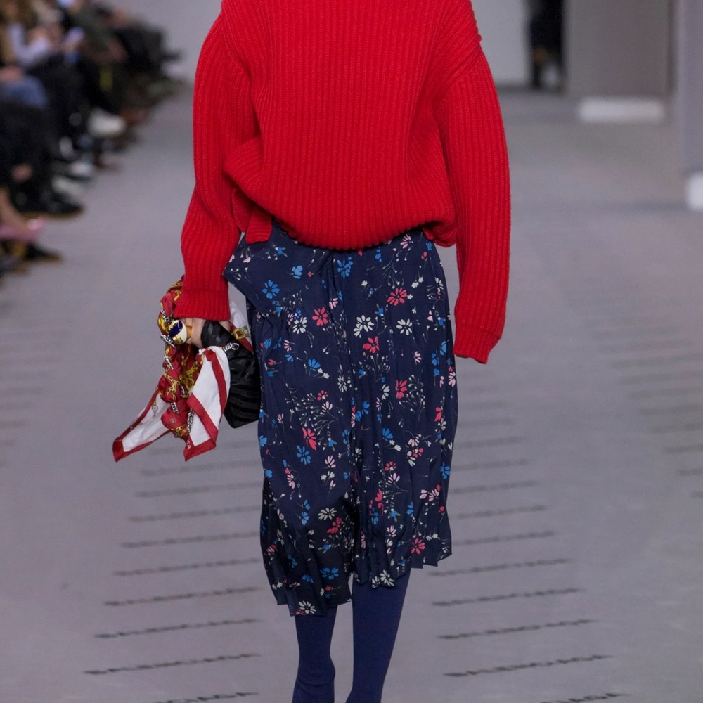 Red Ribbed Knit Sweater - Women